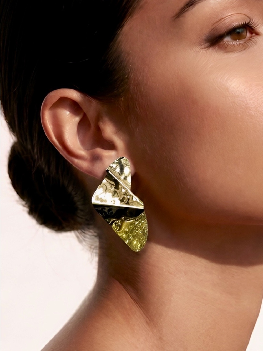 🇺🇸 PROMO!  ADOLFO DOMINGUEZ Gold-Tone Reflective Folded Sculpted Drop Earrings